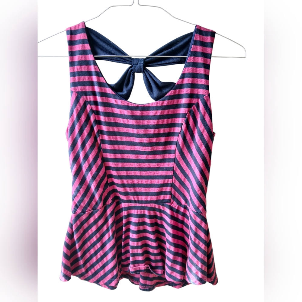 Maurices Striped Sleeveless Tank Top Navy Pink Size Medium